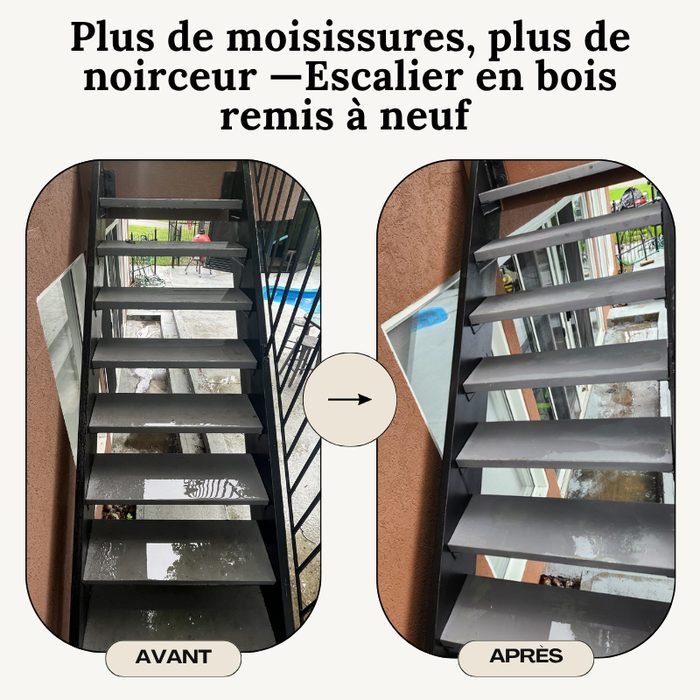 Escalier avant et après nettoyage