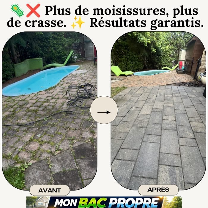 Terrasse de piscine avant et après nettoyage